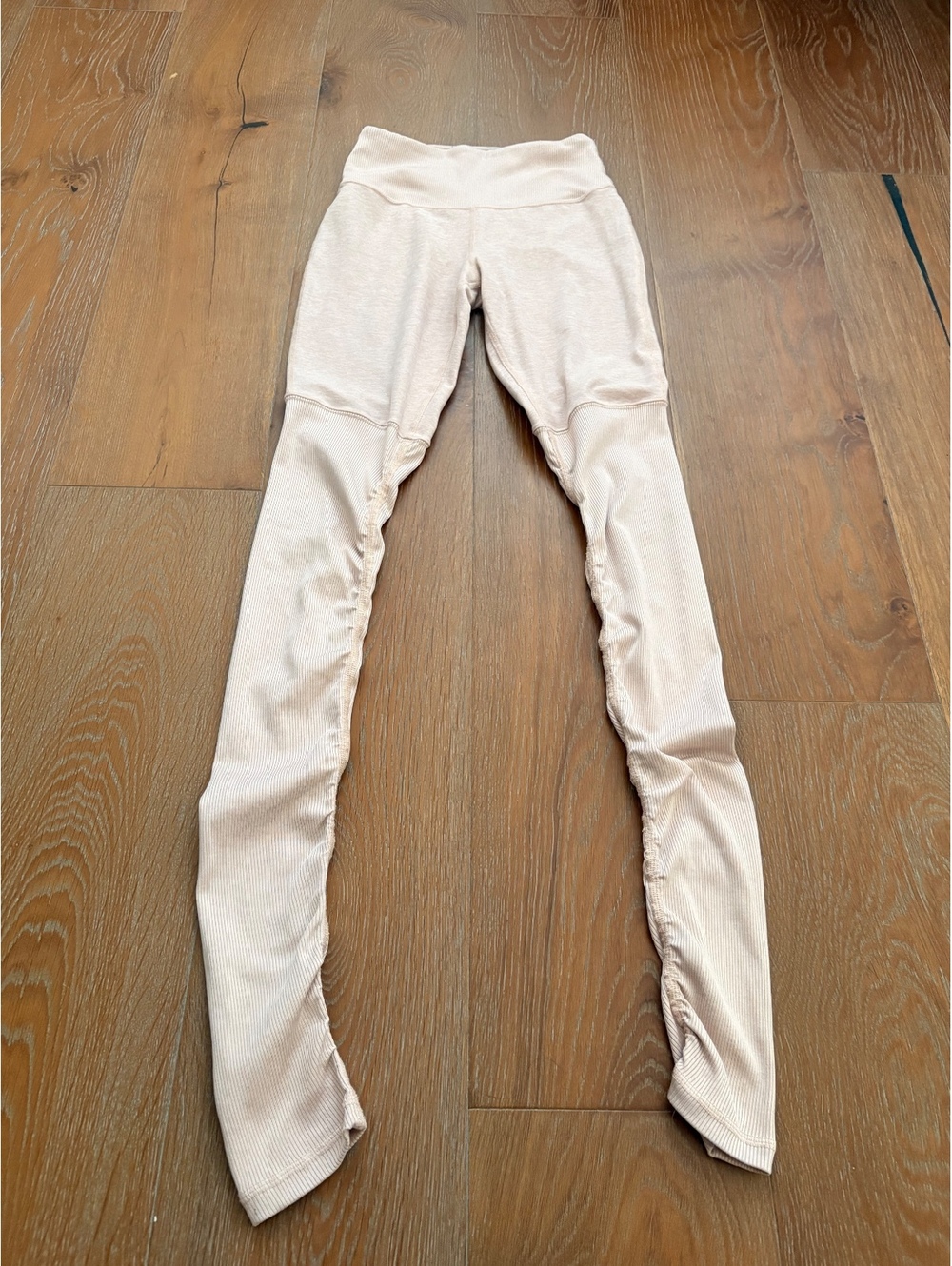 Alo Yoga Beige Ruched Ribbed Leggings XS